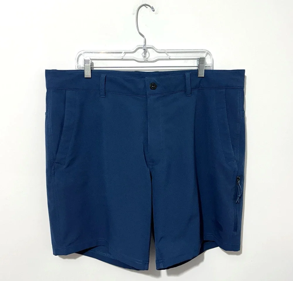 The North Face Flash Dry Mens Shorts 38 Navy Pockets Drawstring Outdoor Logo
